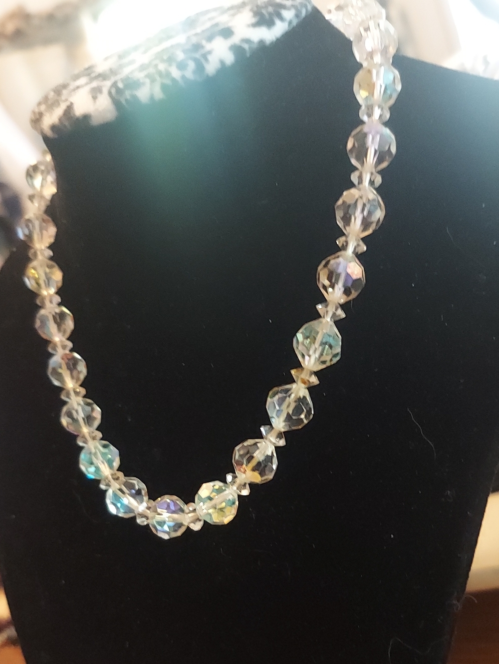 Aurora Real Crystals Vintage Necklace - Clear Iridescent Estate Sale